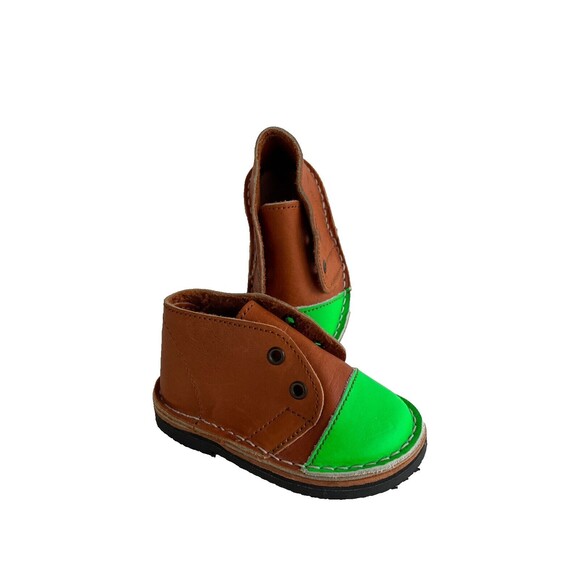 Brother Vellies Minis Leather Chukkas Brown & Green Baby Toddler Size 5  $150 - Picture 6 of 12